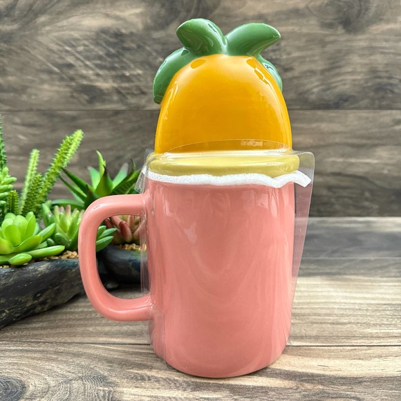 NIB RAE DUNN Sandal Season Figural Lidded Mug Pink Tropical Summer Gift Vacation - Picture 5 of 6
